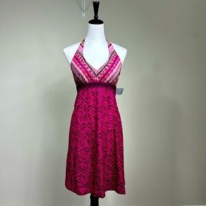 Athleta everywhere pack-able travel halter dress pink print 6 Summer Beach Light